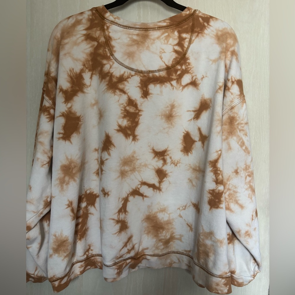 TIE-DYE SWEATSHIRT * BROWN-RUST & OFF-WHITE * 100% COTTON * COZY CREWNECK sz XXL - Picture 2 of 7
